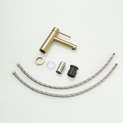 Brushed Gold Stainless Steel Single-Handle Bathroom Faucet