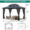 10' x 12' Hardtop Gazebo, Metal Gazebo Aluminum Frame Double Galvanized Steel Roof Curtains and Netting Included Pergolas for Patios Garden Parties - 3 of 4