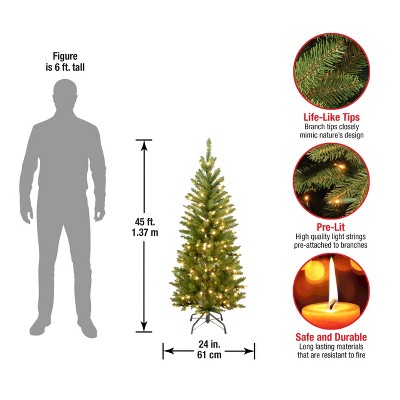 Slim Kingswood Fir 4.5' Green Artificial Christmas Tree with Clear Lights