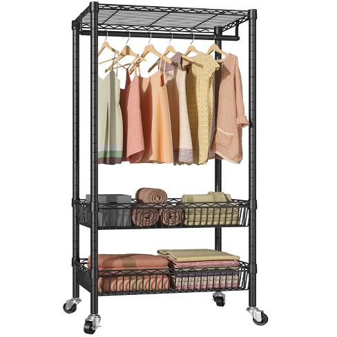 VIPEK R2 Rolling Garment Rack Heavy Duty Clothes Drying Rack Laundry Sorter Cart Bathroom Storage Shelves Black