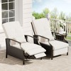 Hyleory Wicker Outdoor Chaise Lounge Push Hand Recliner with Cushions - 3 of 4