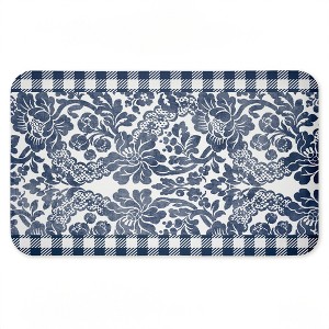 Stupell Industries Navy Gingham Florals Printed Anti-Fatigue Floor Mat, design by Kim Allen, 30"x18" - 1 of 4