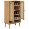 vidaXL Shoe Cabinet Accent Storage Organizer SENJA Rattan Look Solid Wood - Brown - 3 of 4