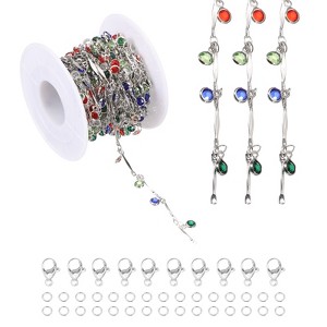 Unique Bargains Copper Jewelry Making Lobster Clap Rhinestone Stick Chain 16.4ft 1 Roll - 1 of 4