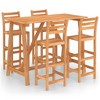 Outdoor Bar Set Natural wood Solid acacia wood Medium Footrest vidaXL - 2 of 4