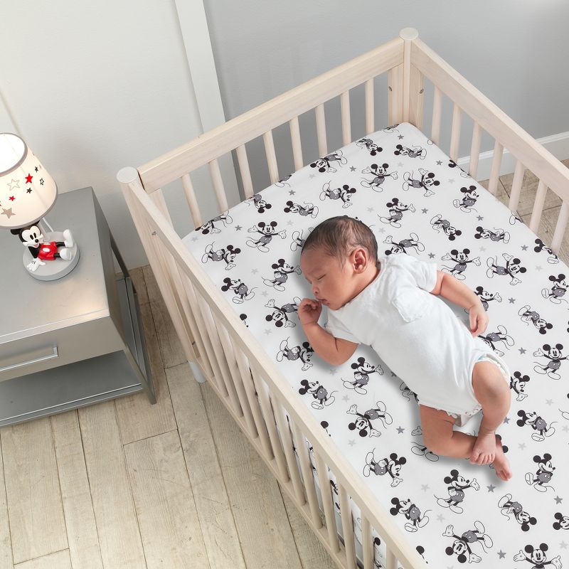 Lambs & Ivy Magical Mickey Mouse Cotton Fitted Crib Sheet - White, Disney, 2 of 6