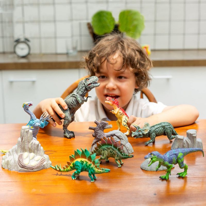 Syncfun Kids Dinosaur Toy, 18 Pcs 6" to 9" Realistic Figures with Movable Jaws T-Rex, Triceratops, Educational Toys, Christmas Birthday Gifts, 3 of 8