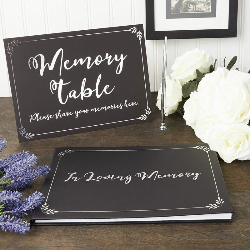 Faithful Finds 3 Piece Set Funeral Guest Book, Pen, and Memorial Table Sign, in Loving Memory, 2 of 10