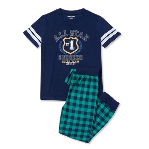 Lands' End Kids Short Sleeve Top and Jogger Bottom Pajama Set - 1 of 2
