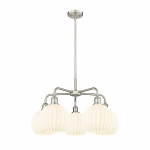 White Venetian - 5 Light Stem Hung Chandelier In Modern Style-15.5 Inches Tall and 26 Inches Wide - 1 of 1
