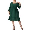 Agnes Orinda Women's Plus Size Square Neck Swiss Dots Wedding Empire Waist Ruffle Hem Chiffon Midi Dresses - 2 of 4