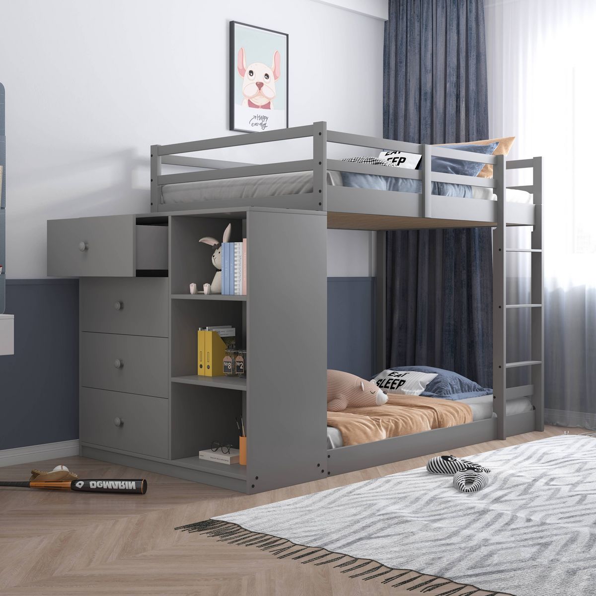 93" Twin/Twin Bunk Bed Gaston with Storage & Reversible Cabinet - Acme Furniture - thumbnail 5