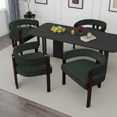 Dining Chair Set Of 4,Teddy Upholstered Armchair With 3 Legs,Barrel Dining Chair,Side Chairs,Accent Chair For Living Room-Cuddlewood