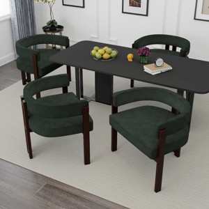 Dining Chair Set Of 4,Teddy Upholstered Armchair With 3 Legs,Barrel Dining Chair,Side Chairs,Accent Chair For Living Room-Cuddlewood - 1 of 4