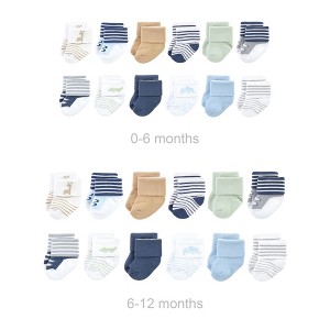 Luvable Friends Infant Boys Grow with Me Cotton Terry Socks, Safari, 0-6 and 6-12 Months - 1 of 2