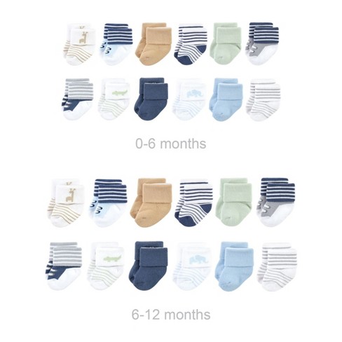 Luvable Friends Infant Boy Grow with Me Cotton Terry Socks, Safari, 0-6 and 6-12 Months - image 1 of 2