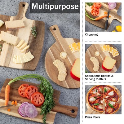 Classic Acacia Wood 3-Piece Cutting Board Set with Handles