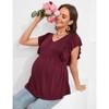 Coolmee Womens Maternity Summer Ruffle Short Sleeve Tops Shirts Casual V Neck High Waist Pregnancy Tunic Blouse - 4 of 4