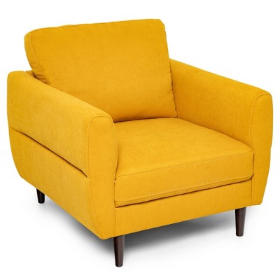 Tangkula Modern Upholstered Accent Chair Single Sofa Armchair Living Room Funiture Yellow