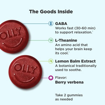 Kẹo dẻo OLLY Goodbye Stress Gummies với GABA, L-Theanine & Lemon Balm - Berry Verbena, 3 trong số 14