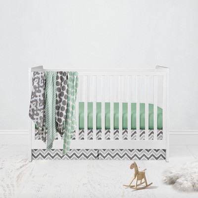 Bacati - Ikat Dots Stripes Mint Grey Neutral 6 pc Crib Set with 4 Muslin Swaddle Blankets