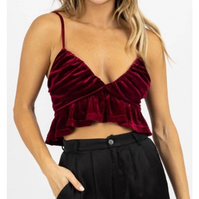 Women's WINE RUFFLED CROPPED TOP - Blue Blush