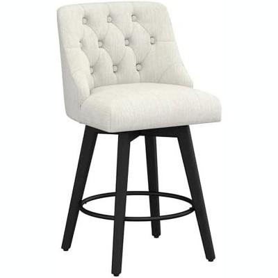 Cesicia Counter Height Swivel Bar Stools, 26" Linen Upholstered with Footrest, Dark Grey