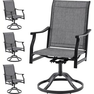 Patio Dining Chairs Set of 4, Swivel Outdoor Patio Chair with Paded Textilene Fabric, All Weather Outdoor Seats Ergonomic Comfort, Balcony, and Garden - 1 of 4