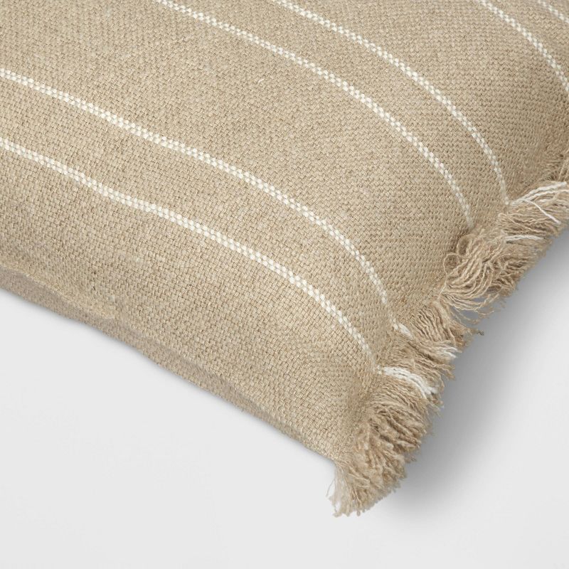 Textured Linen Striped Throw Pillow Neutral - Threshold™, 4 of 11