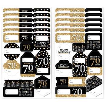 Big Dot of Happiness Adult 70th Birthday - Gold - Assorted Birthday Party Gift Tag Labels - To and From Stickers - 12 Sheets - 120 Stickers