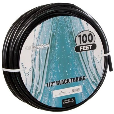 Active Aqua 0.5 Inch Inside Diameter Black Vinyl Tubing for Indoor Vegetation Growing Hydroponic Irrigation Systems and Tanks, 100 Feet