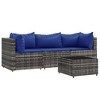 vidaXL 4 Piece Patio Lounge Set with Cushions Gray Poly Rattan - 3 of 4