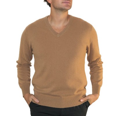 Lona Scott Men's Cashmere V-Neck Jumper Camel XXXL
