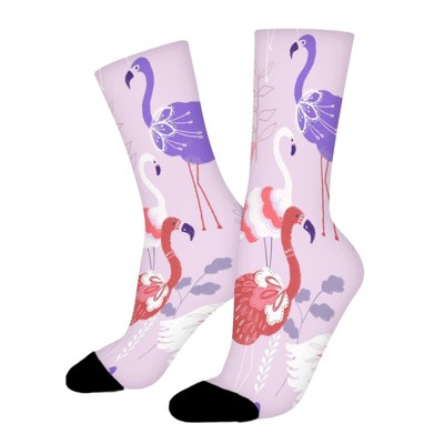 Pastel Fantasy Flamingo Women Printed Crew Socks Funny Funky Socks Soft Polyester Novelty Gifts for Artists Men