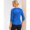 INSPIRE CHIC Women's V Neck 3/4 Sleeve Casual Office Work Satin Blouses - 4 of 4