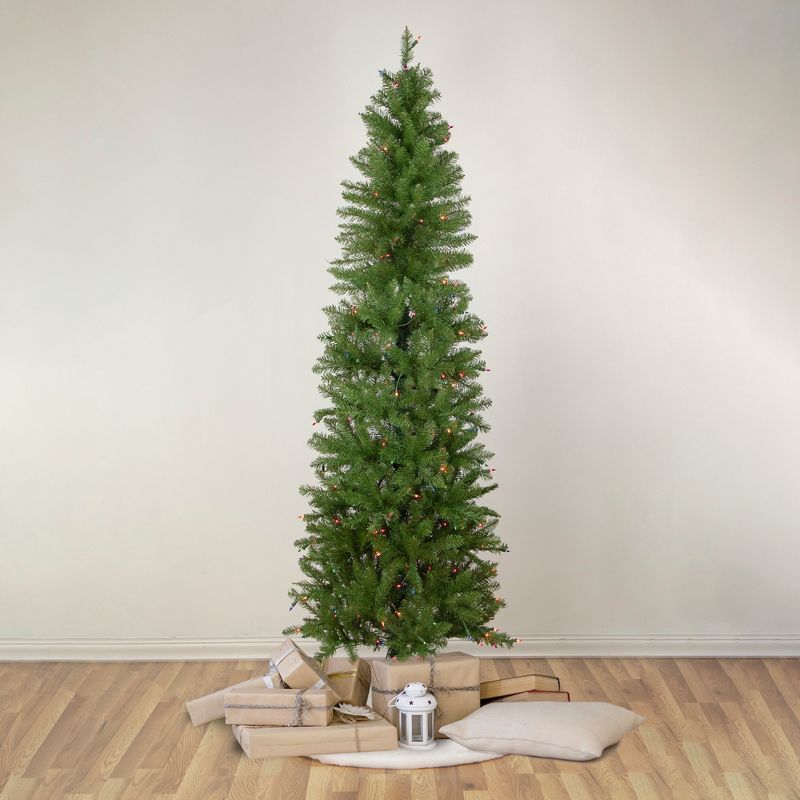 Northlight 6.5' Pre-Lit Silver Lake Fir Pencil Artificial Christmas Tree, Multi Lights, 3 of 9
