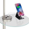 Possini Euro Design Modern Floor Lamps 60" Tall Set of 2 with Tray Table USB Port Nickel Silver Organza White Linen shades for Living Room - 3 of 4