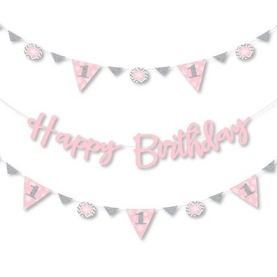 Big Dot Of Happiness Pink Onederland - Snowflake Winter Wonderland Party  Letter Banner Decor - 36 Banner Cutouts & Happy Birthday Banner Letters :  Target