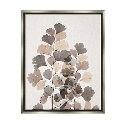 Stupell Industries Modern Ginkgo Leaf Arrangement Translucent Brown Grey Leaves