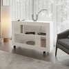 GlasFlength Decorative Storage Cabinets Modern Wengue Finish Open Shelf Console Table Simple for Living Room Entryway, White, 37.4"*9.4"*25.4" - 2 of 4