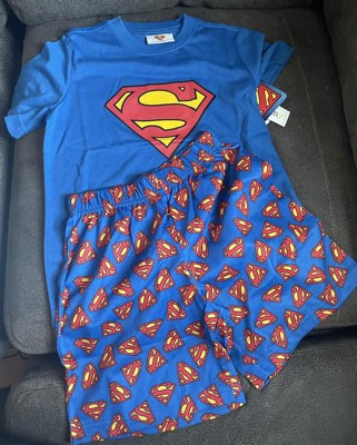 Dc Comics Big Boys' Superman Logo Short Sleeve Pajama Short Set Blue ...