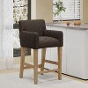 CAVINAS Contemporary Upholstered Counter Stool with Rounded Armrests and Rubberwood Frame - 2 of 4