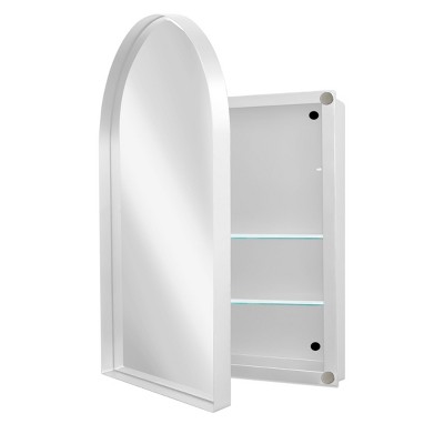 GlasFlength Decorative Wall Mirrors Modern Arched Medicine Cabinet with Adjustable Shelves Elegant Design for Bathroom, White, 35.8"*24"*4.7"