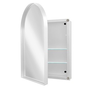 GlasFlength Decorative Wall Mirrors Modern Arched Medicine Cabinet with Adjustable Shelves Elegant Design for Bathroom, White, 35.8"*24"*4.7" - 1 of 4
