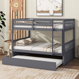 NicBex Full Over Full Bunk Bed with Trundle,Loft Bed with Ladder and Convertible to 2 Full Size Bed for Bedroom,Dark Gray - 1 of 4