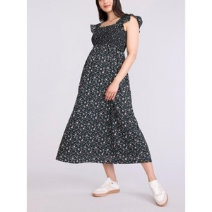 Women's Sleeveless Ruffle Shoulder Smocked Maxi Dress | Motherhood Maternity - 1 of 4