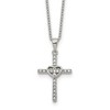 Chisel Stainless Steel with Cubic Zirconia Cross with Heart Pendant on an 18" Plus 2" Ext. Cable Chain Necklace - 2 of 4