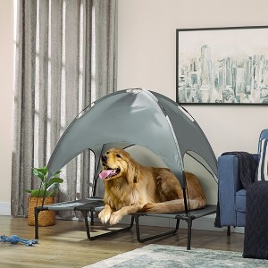 Gulches Elevated Portable Dog Cot Pet Bed with UV Protection Canopy Shade, 48 inch, Gray - 1 of 4