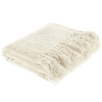 Hastings Home Oversized Chenille Throw Blanket - 70" x 60", Ivory