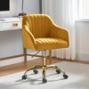 Alex Velvet Height-adjustable Swivel Task Office Chair with Channel-tufted Back and Gold Metal Base | Karat Home - 2 of 4